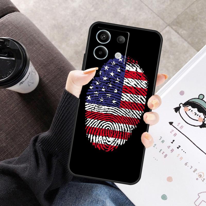 National Flag fingerprint Cover For Xiaomi Redmi Note 14 13 10 11 12 15 Pro Plus Case For Redmi 15C 13C 12C 10C 14C 15