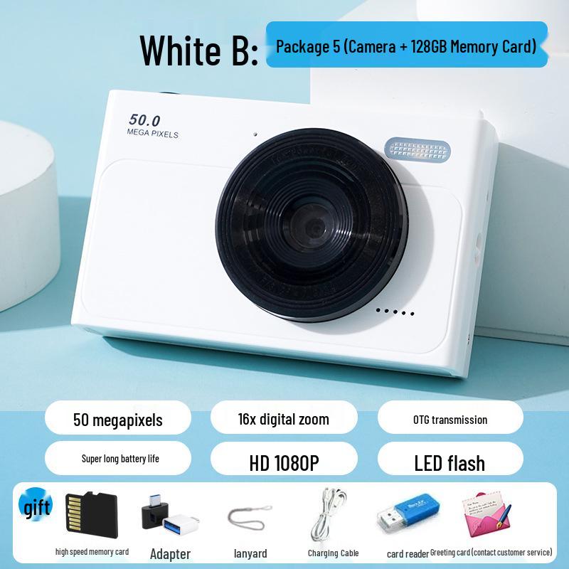 Retro Digital Camera 50MP HD Selfie Student Portable Card Camera