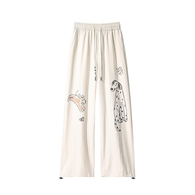 Graffiti puppy wide-leg pants summer thin new drape casual straight sports long pants one piece shop