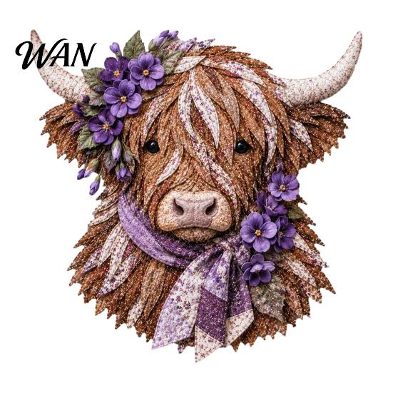 Highland Cow Sewing Kit 3D Layered Fabric Art DIY for Adults, Beginner-Friendly Decorative Animal Portrait Diy Quilt Craft Set, Handmade Farmhouse