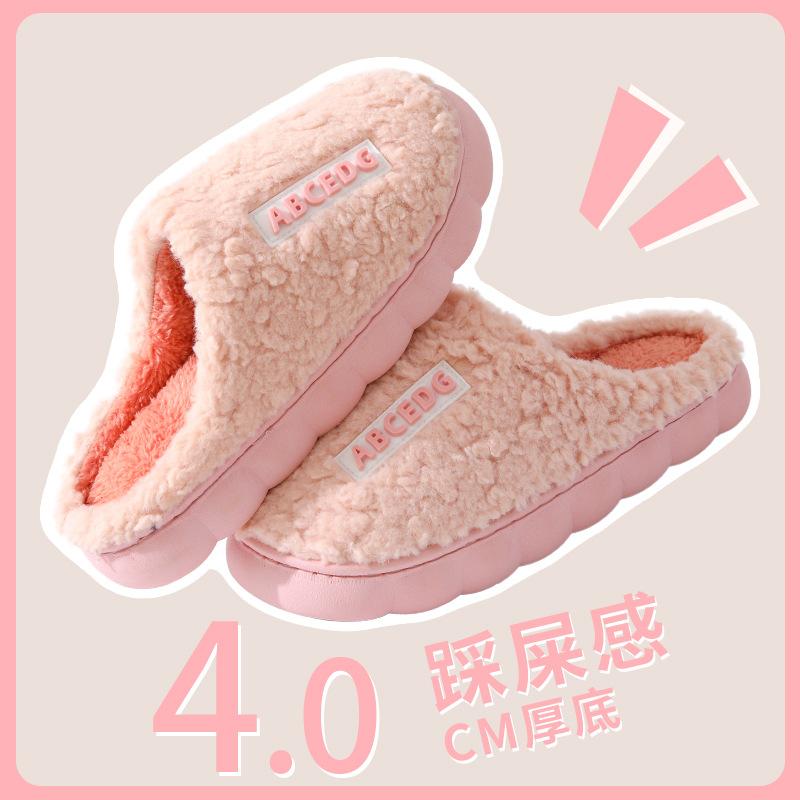 Cotton Slippers Women's Winter Home Home Home Warm Non-slip Thick Bottom Couple New Wool Slippers Men's Autumn and Winter