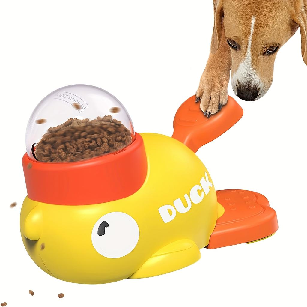 1 Interactive Press-on Dog Snack Dispenser Toy, Slow Food Puzzle Feeder, Duck Shape