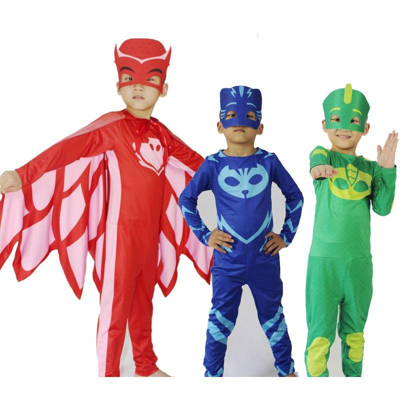 Костюм PJ Masks от Noblekids с красочным комбинезоном Кэтбоя, Совы и Гекко для детей