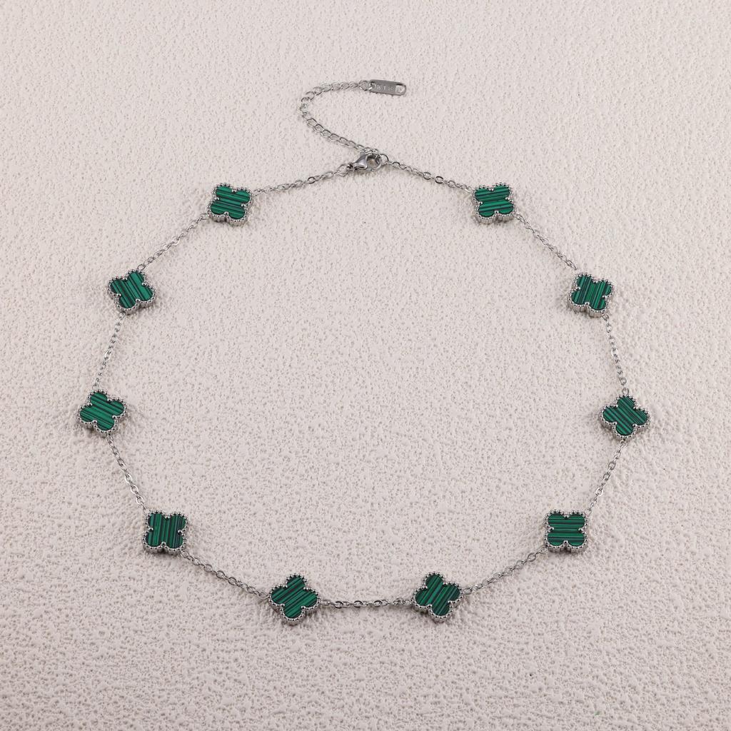 13 мм стальное ожерелье с клевером Ten Flower, цепочка на ключицу, модные и сохраняющие цвет украшения