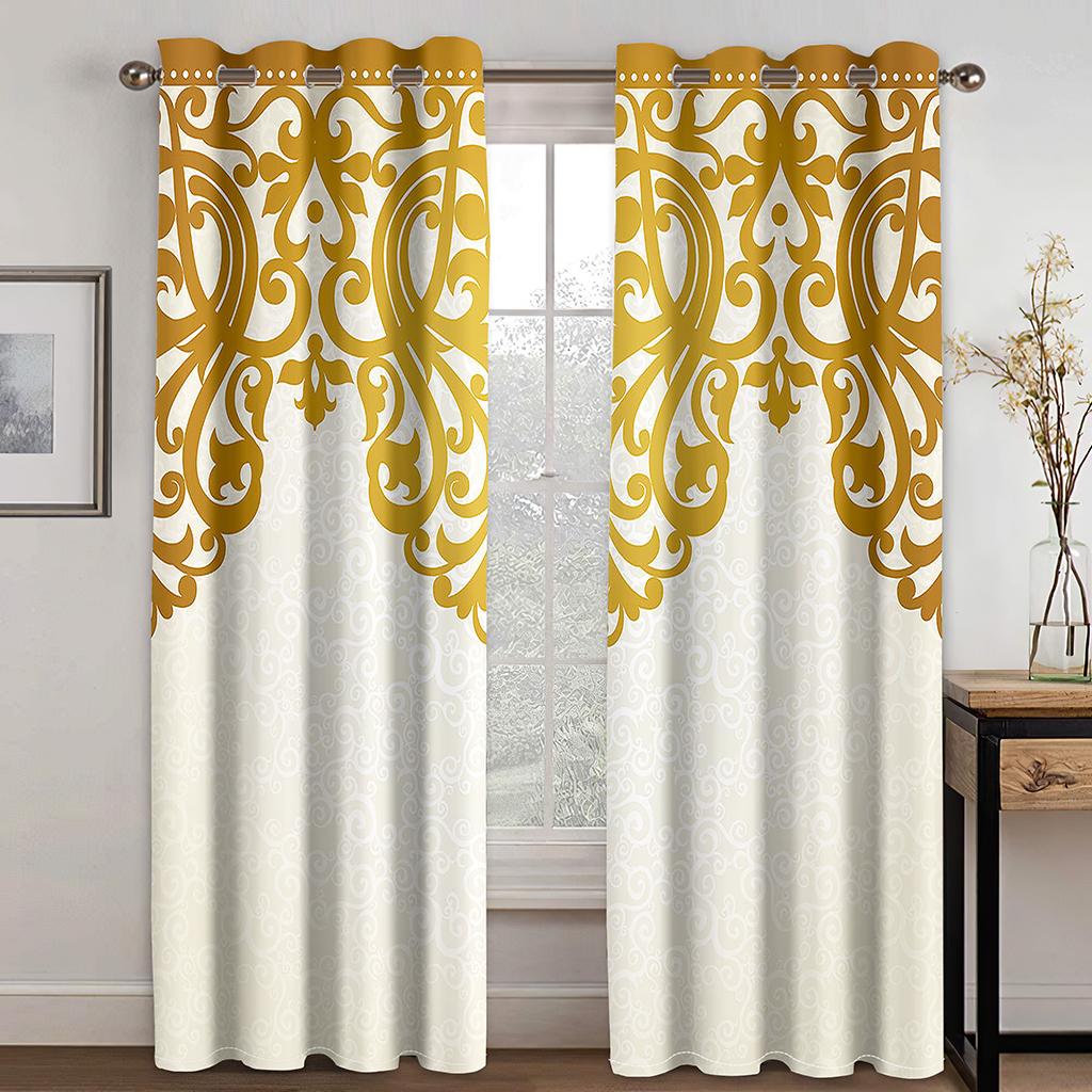 Luxury Red Gold Abstract Geometric Cheap Window Curtains Blinds For Living Room Kids Bedroom Bathroom Kicthen Door Home Decor