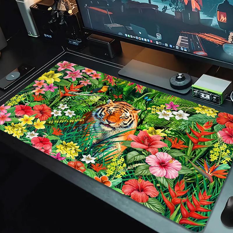 Jungle Tiger Art Color Mouse Pad Large Gaming Table Cushion Non-slip Laptop Tablet Big Mousepad XXL Mat Mini PC Playmat With Lock edge