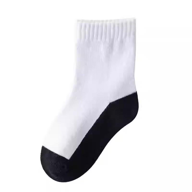 Детские хлопковые носки: Белые и черные, до середины икры, дезодорирующие, грязеотталкивающие, подходят для весны, осени и зимы