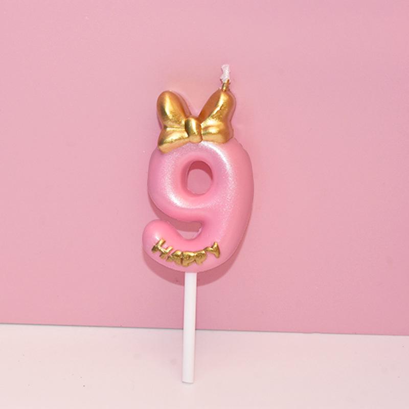 Pink Bow Number Candle for Birthday Cake - Creative Princess Party Decoration