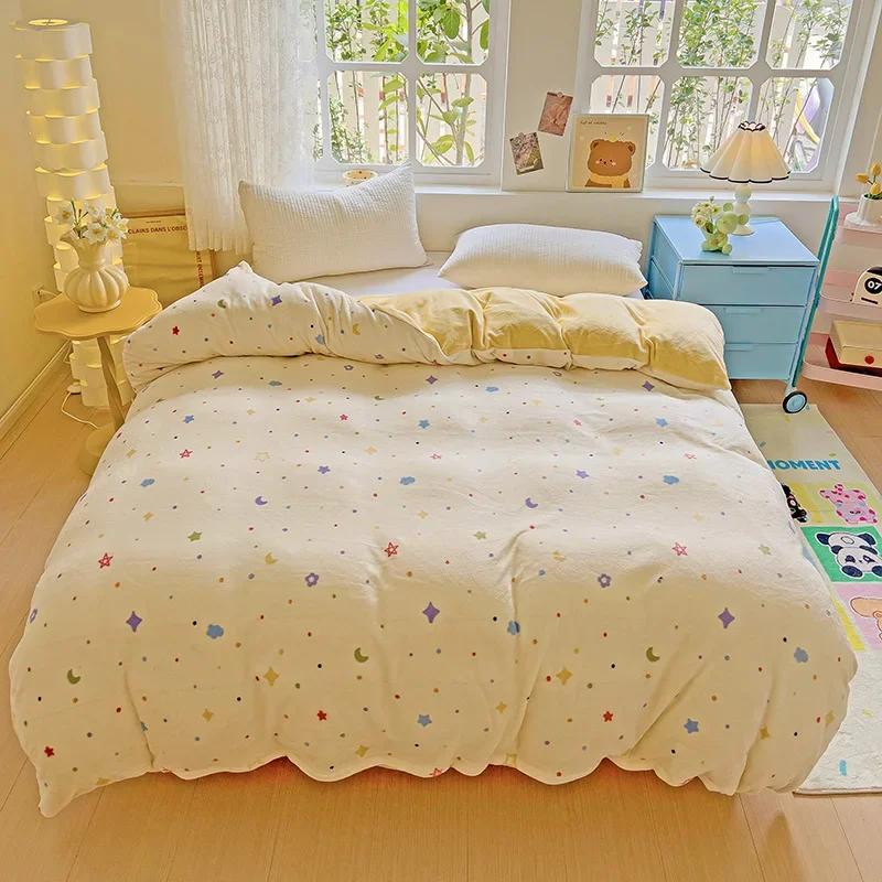 Milk Velvet Floral Duvet Cover, Ultra-Soft Cozy Warm Winter Reversible Plush Comforter Cover, 1 PC Botanical Flower Quilt Cover