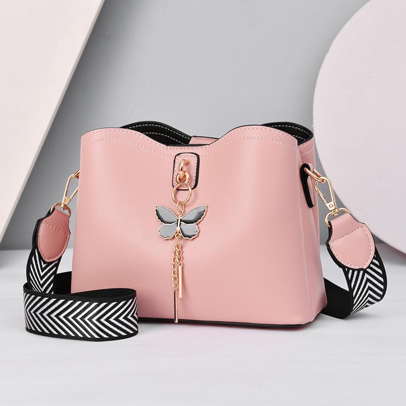 Women's Bag Single Shoulder Bag 2023 New Fashion Versatile Bucket Bag Women's Wide Shoulder Strap Bowknot Lady's Bag