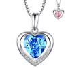 Синий Крупный Каратный Циркон Форма Сердца Розовый Кристалл Подвеска Вечное Сердце Ожерелье Ювелирные Аксессуары Женские