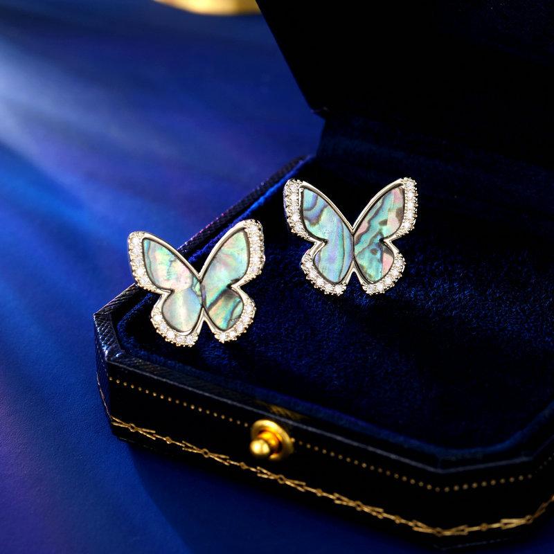 Превратите кокон в бабочку, высококачественные серьги-иглы из серебра 925 пробы в стиле ретро с красочными натуральными ракушками-ушками в виде бабочек