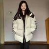 American striped splicing cotton-padded jacket cotton-padded jacket winter new loose contrasting colors thickened warm bread jacket tide