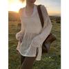 Fashion Loose Long Sleeve Hollow Out Knitted Sweater Women Casual Outer Blouse Thin Hollow Spring Summer Covers Up Long Air-conditioning Shirt Top