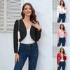 Women Casual OL Workwear Blazer Cropped Tops Summer Long Sleeve Versatile Solid Color Shawl Slim Lady Outwear Coats