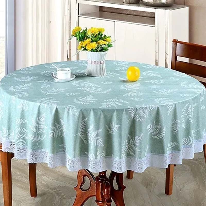 Бытовая большая круглая скатерть из ПВХ с кружевным принтом, винтажный европейский стиль, водонепроницаемая, маслостойкая, устойчивая к ожогам, легко стирается