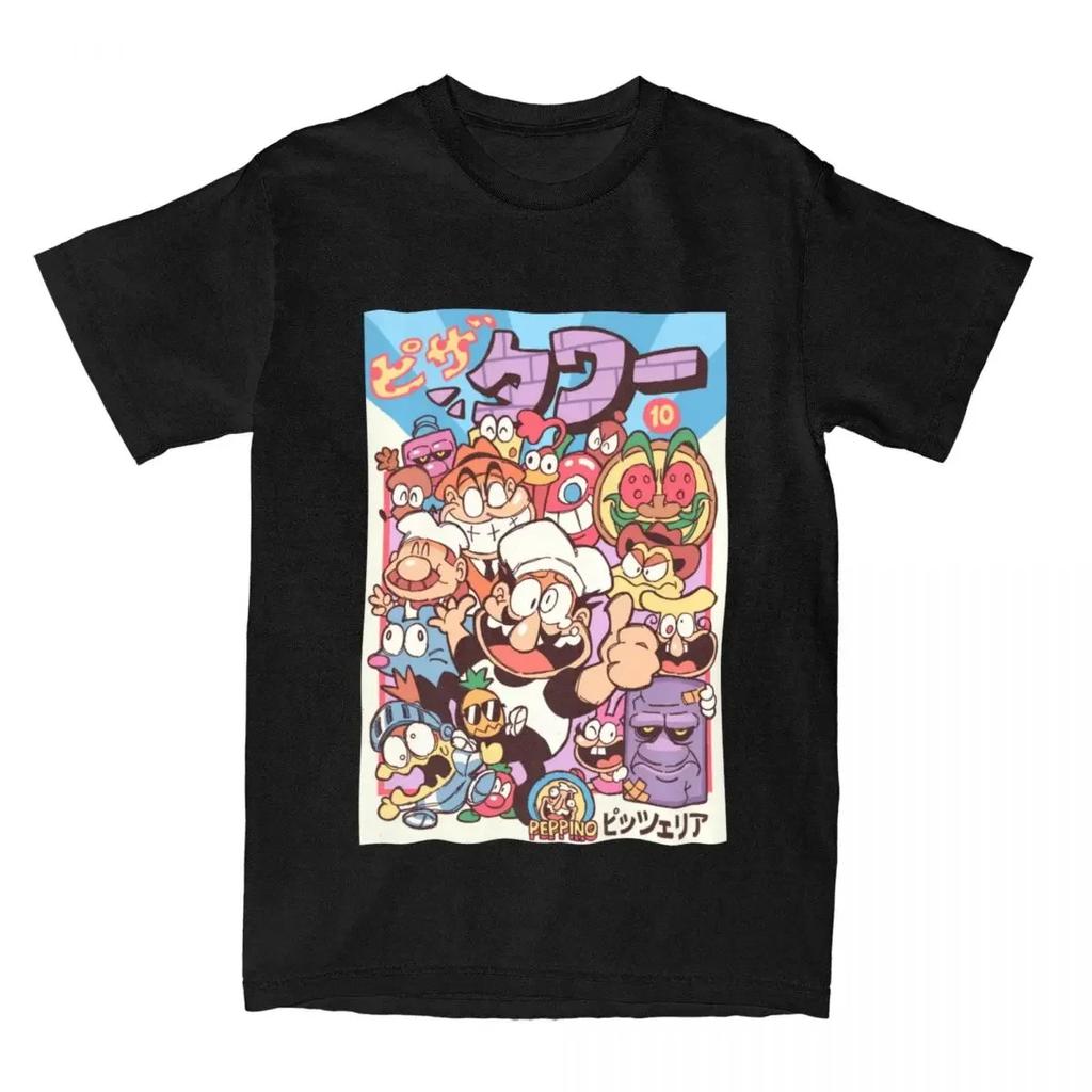 Pizza Tower T-Shirt Unisex Unisex Plus Size O-Neck Oversized Streetwear Harajuku Daily Casual Vintage Unisex Tees