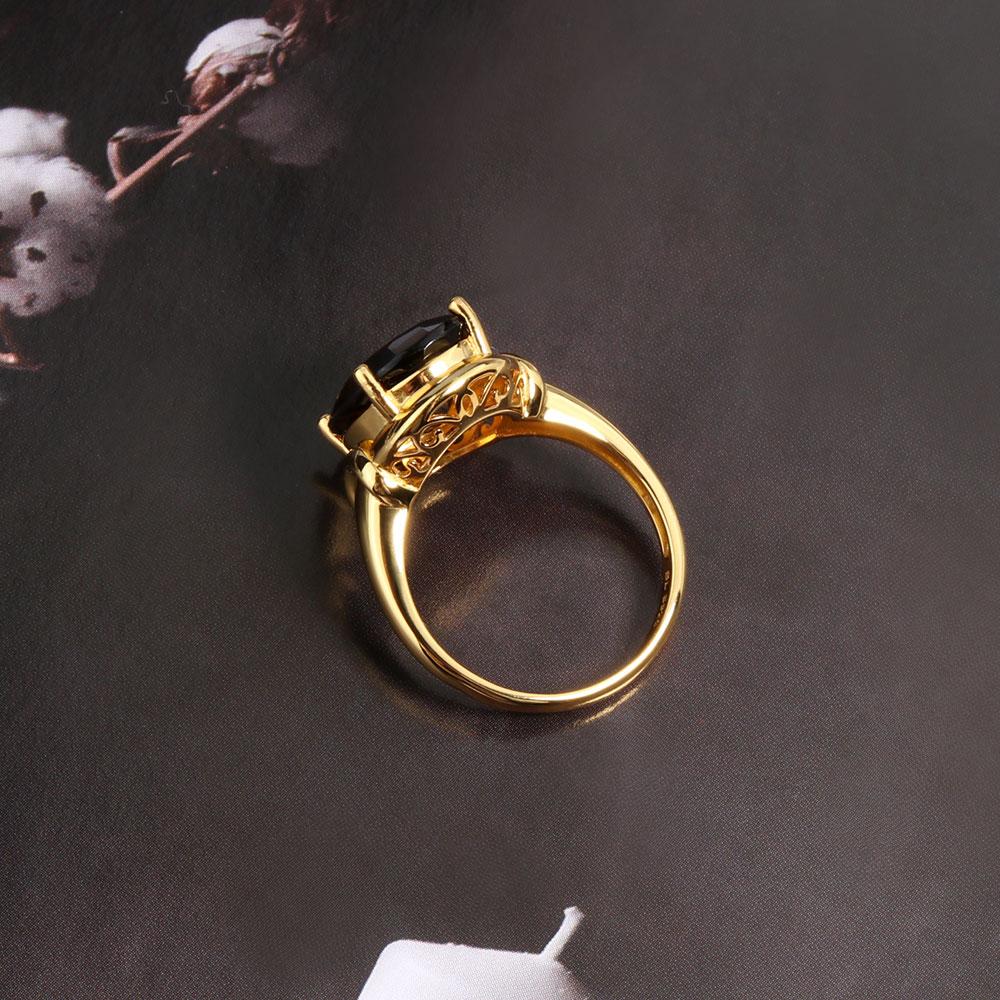 Simple Design Smoky Quartz Ring 925 Sterling Silver Yellow Natural Gems Women's Fine Jewelry for Daily Wear