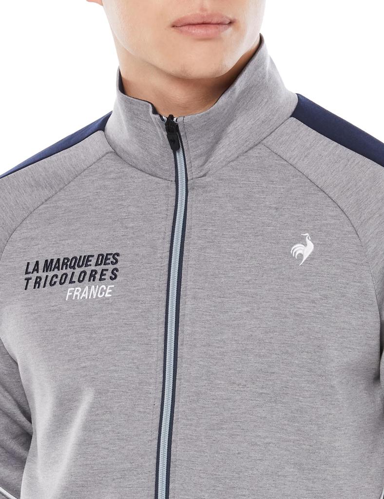 Coq Sportif Полная молния, разрезанный и сшитый картонный трикотажный свитер, удобный, впитывающий пот, гольф QGMWJL51 GY00 LL [Le Golf] [Stretch Forcer] Мужской (Серый)