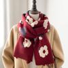 Knit Flower Scarf Women Winter Korean Faux Cashmere Japanese Style Versatile Soft Girl Warm Student Neck Warmer