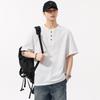 Retro Henry Neck Shirt Men's Short-sleeved T-shirt Summer Trendy Loose Large-size Pure Cotton Shirt