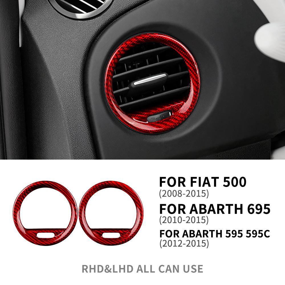 Real Hard Carbon Fiber Cover For Fiat 500 2008-2015 Abarth 595 2012-2015 Abarth 695 2010-2015 Car Inner Air Vent Frame Sticker