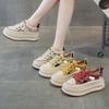 Мода Лето Новый Стиль Женская Обувь Дышащая Повседневная Обувь с Увеличенной Внутренней Пяткой Массивная Подошва Дизайн на Шнуровке Zapatos De Mujer