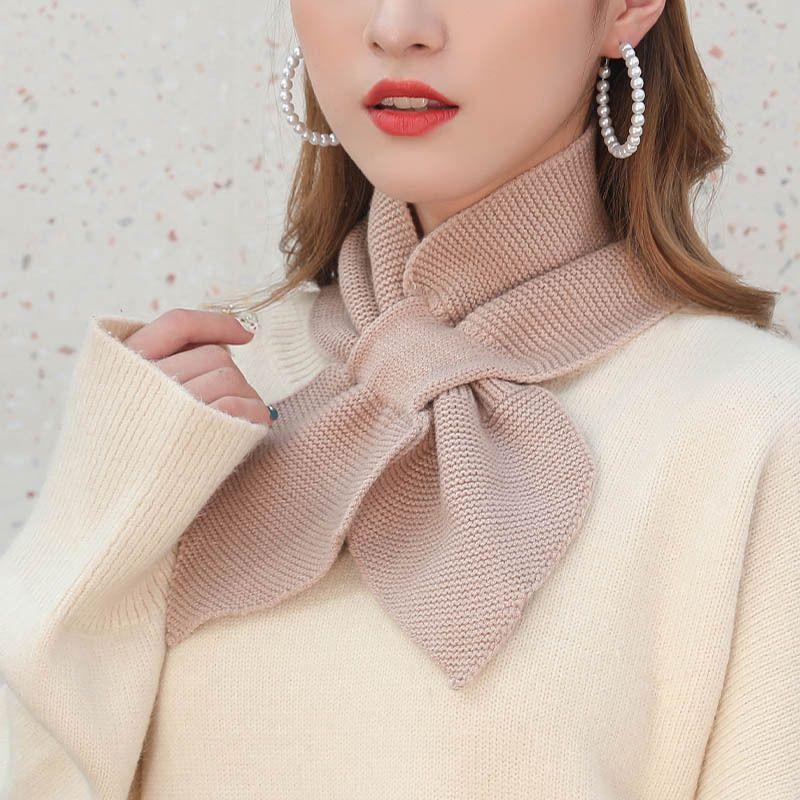 Women Casual Cross Keep Warm Straps Shawl Ladies Autumn Winter Scarf Soft Neck Scarf Girls Knitted Scarf