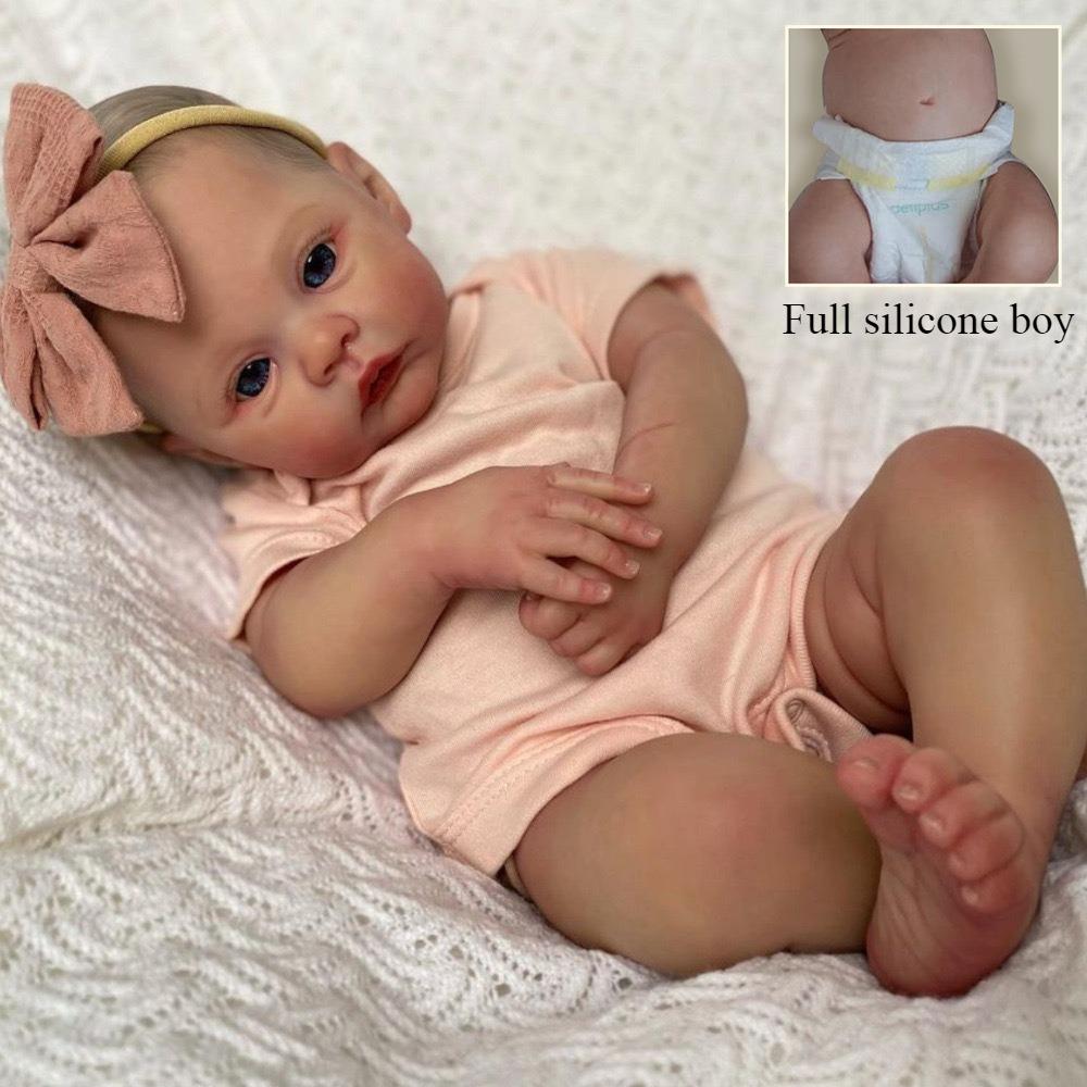 Poplar 19'' 49 Cm Reborn Babies Dolls Meadow Soft Full Vinyl or Cloth Body Newborn Doll Handmade Exquisite 3D Painted Skin Visible Veins Rebirth Dolls