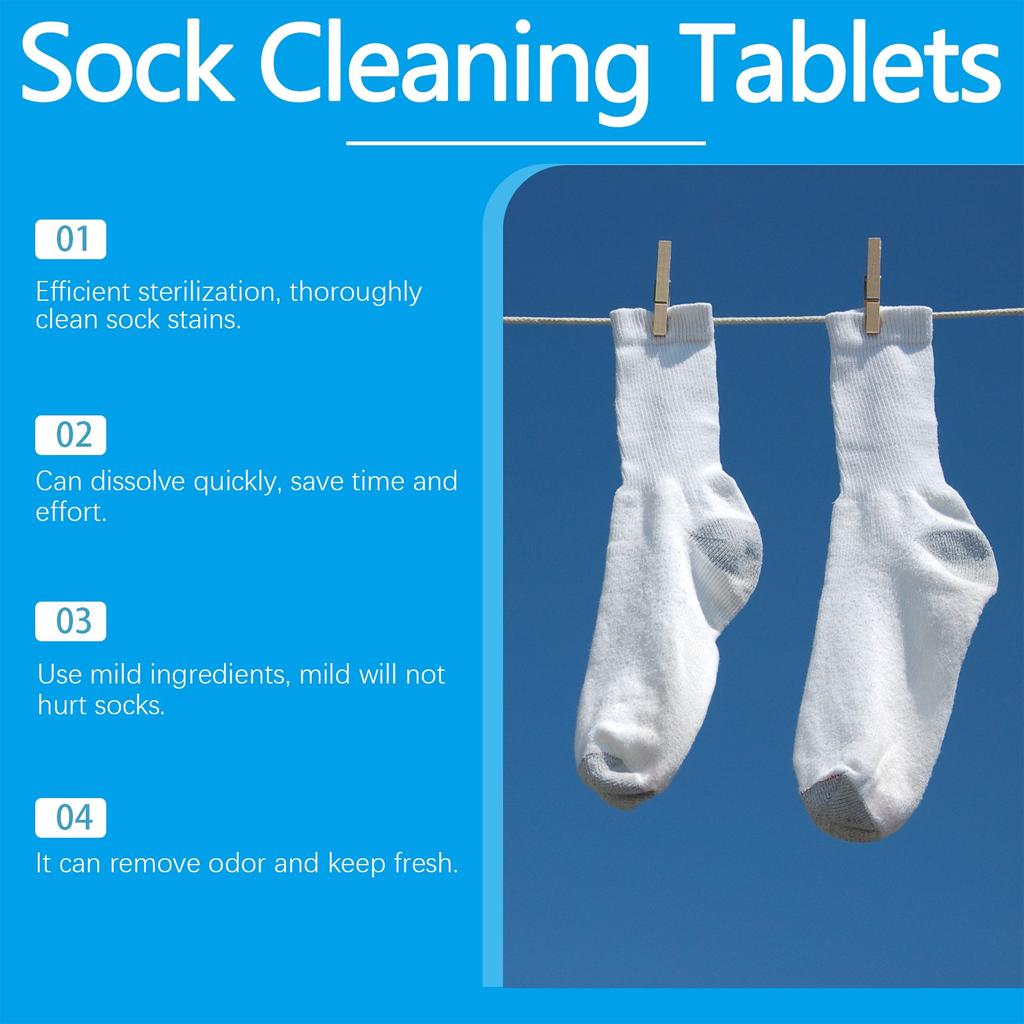 Sock Cleaning Tablets,Sock Cleaner,Tablets For Sock Cleaning,Sock Cleaning Effervescent Tablets, Quickly Dissolving, Powerful Decontamination