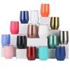 Cute Full Color Sprayed Office Vacuum Flask Coffee Mugs 10oz Double Wall Steel Egg Shape Water Cups