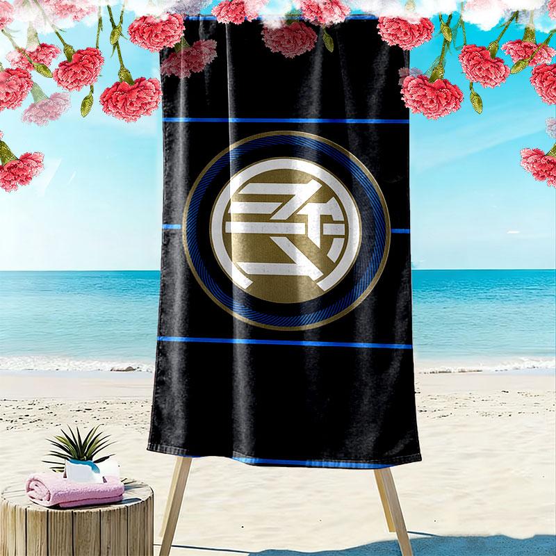 FC Internazionale Milano Print Beach Towel, Large Soft Quick Dry Towel for Beach Camping Swimming