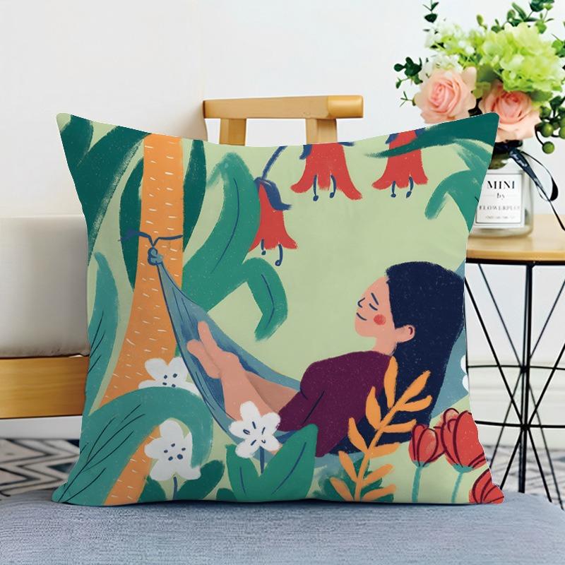Иллюстрация Стиль Печатная Декоративная Наволочка Спальня Гостиная Квадратная Подушка Наволочка