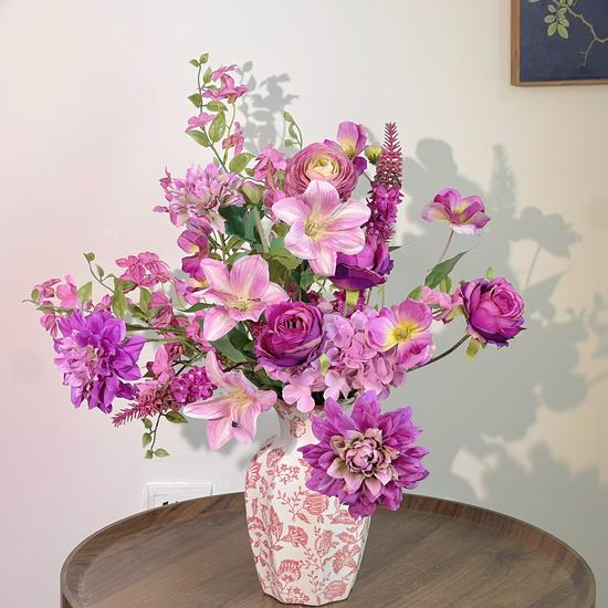 Pink Series Bubble Rose Artificial Flower Arrangement for Women's Day or Wedding Decor