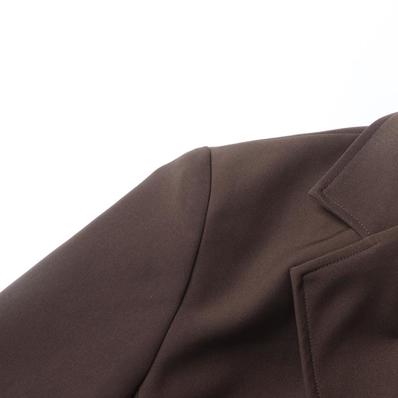 British Commuter Style Solid Color Lapel Long Sleeve Suit Jacket for Women - 2025 Spring Collection