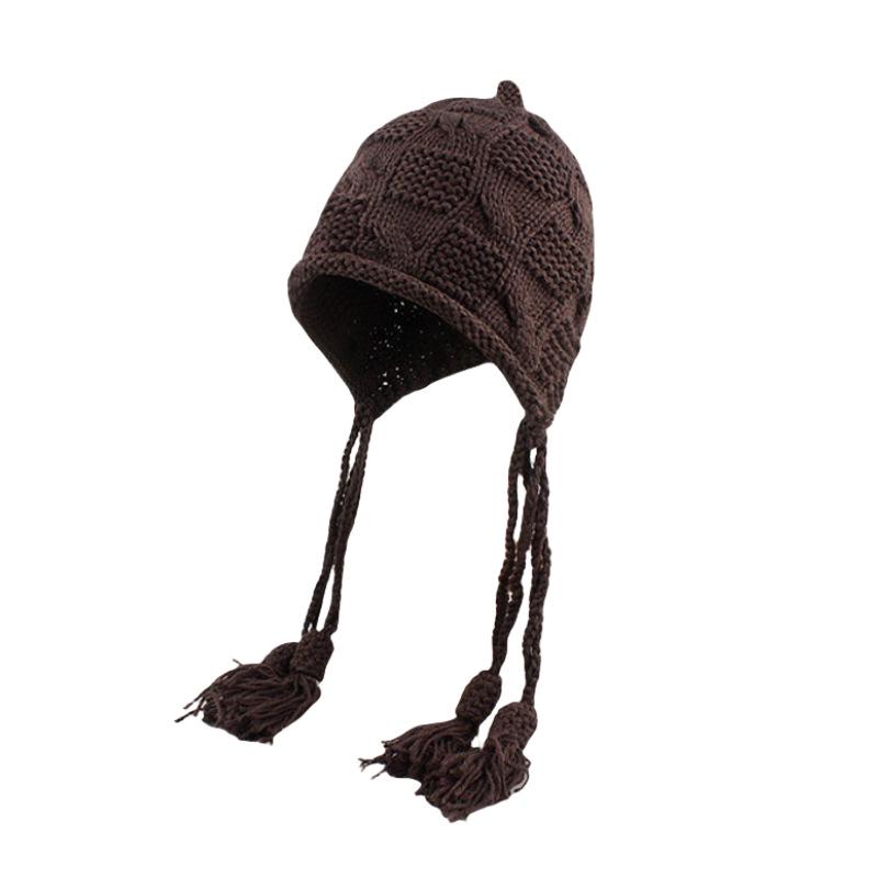 Festive Red Tassel Beanie - Women's Autumn/Winter Ear Protection Hat for Christmas and New Year