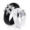 Creative Rings Creative Rings Ceramic Rings Black and White Double X Diamond Rings