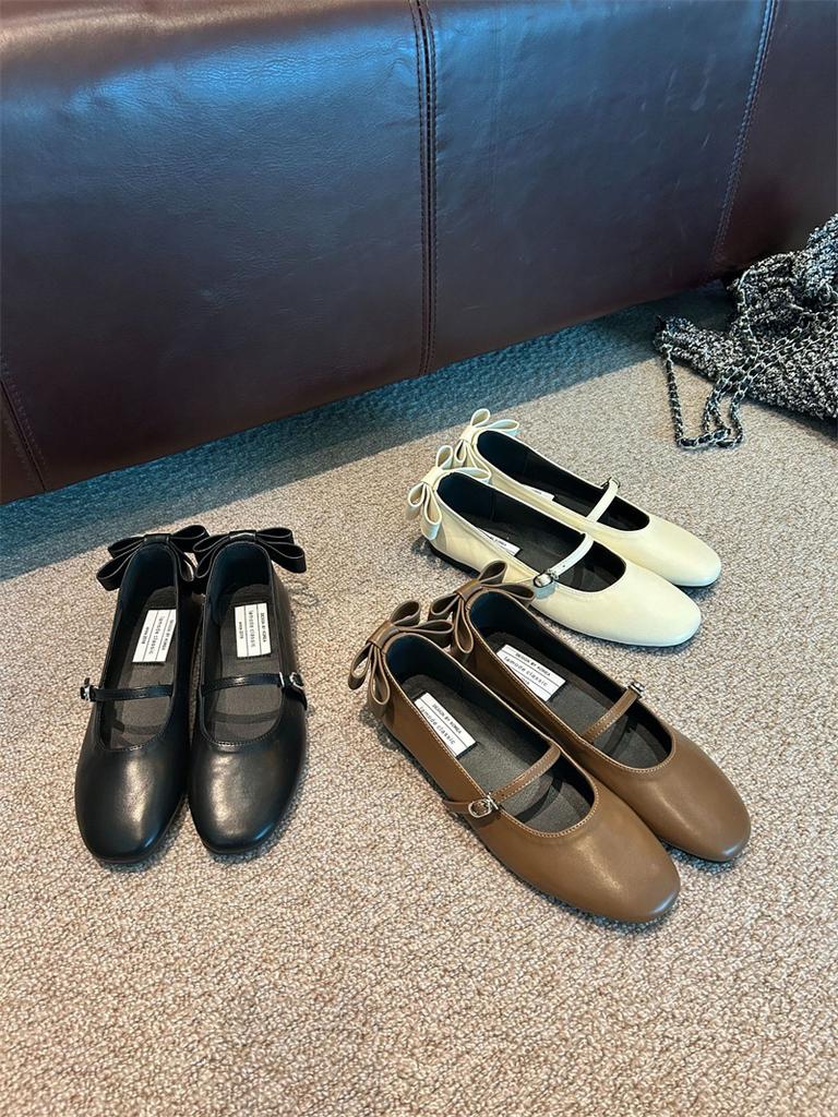 Fashion IPPEUM Flat Shoes Women Ballerina Zapatos Mujer Black PU Leather Mary Jane Round Toe Ballet Flats