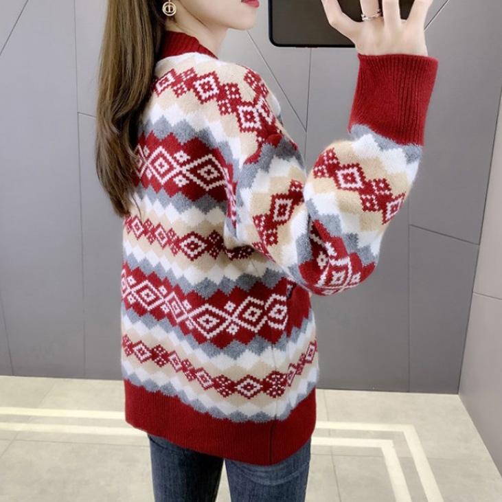 Женский осенне-зимний полосатый повседневный топ с V-образным вырезом, длинный рукав, трикотажный свитер, кардиган