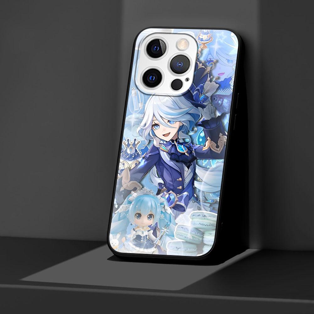 Чехол Genshin Impact Furina для Apple iPhone 14 11 7 SE 2020 8 X XS 13 12 Mini XR 15 Pro Max Силиконовый Черный Мягкий Чехол для Телефона