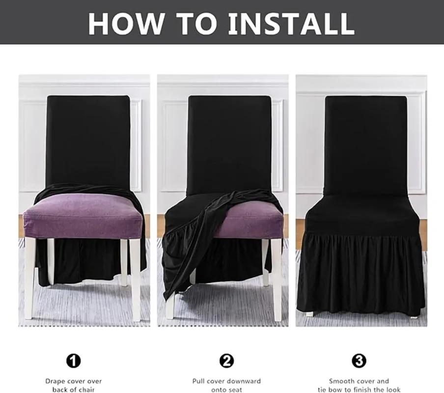 1-6pcs Thick High Elastic Stretch Chair Cover Wedding Spandex Pleated Skirt Chair Slipcovers For Birthday Party Banquet Decor