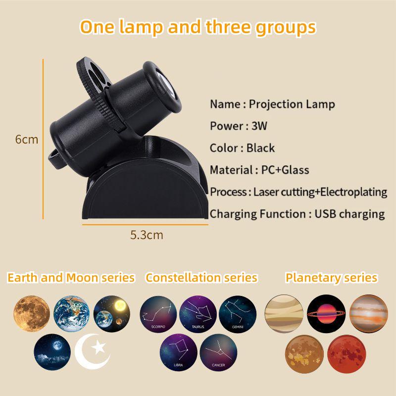 USB Лампа-проектор Луны Проектор Планет Сменная Светодиодная Ночная Лампа Земля Рождество Хэллоуин Фон Атмосфера Настенные Светильники