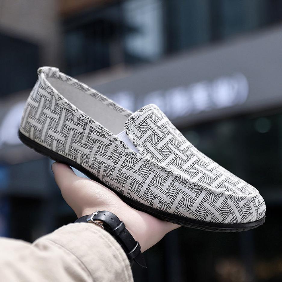 Breathable Men's Old Beijing Cloth Flat Shoes Slip-on Canvas Shoes Non-slip Casual Sport Sneakers Lazy Shoes Work