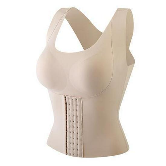 Postpartum Slimming Waist Trainer Bra Vest with Chest Pads and Anti-Hunchback Support