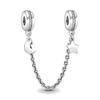 925 Sterling Silver Sparkling Clear Sparkle Flower Safety Chain Charm Bead Fit Original Bracelet Pendant DIY Jewelry