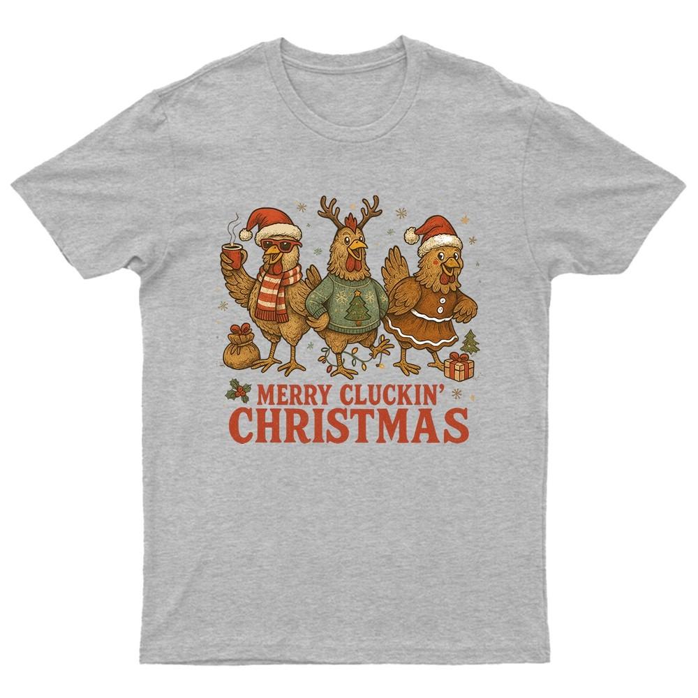 Merry Cluckin Christmas Holiday TShirt Unisex Gift Retro Seasonal Funny Xmas a