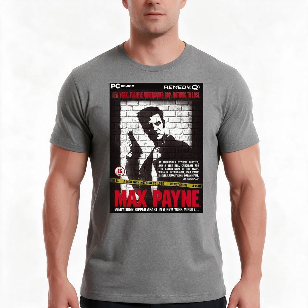 Max Payne Vintage T-Shirt Summer Casual Cotton Tee Oversized Streetwear Tops Vintage Graphic Print Loose Fit Short Sleeve