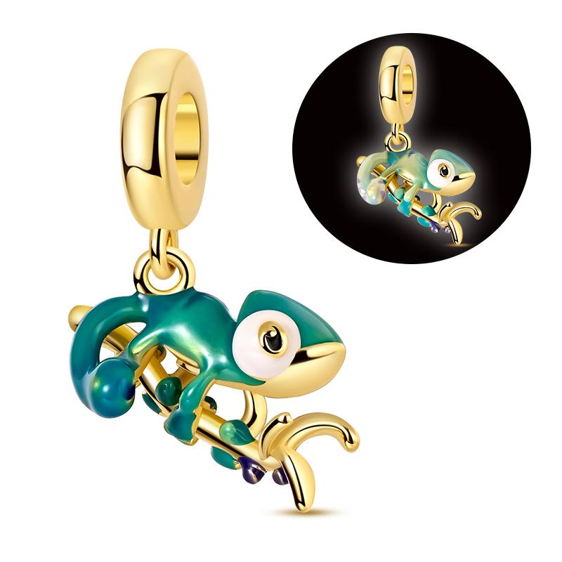 Copper Charms Luminous Beads Firefly Chameleon Fit Original Bracelet Pendant Diy For Woman Jewelry