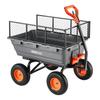 Garden Dump Cart, 544 kg Poly Dump Cart, Garden Carts Dumps Wagon with Storage Fence, 2-in-1 Convertible Handle, 90° Quick-Dumps Mechanism, 180°
