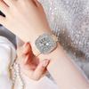 Simple Square Rhinestone Quartz Watch Casual Leather Women's Clock Wristwatch